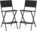 COSTWAY Outdoor Patio Bar Chair Set of 2, Folding Bar Height Stool by COSTWAY