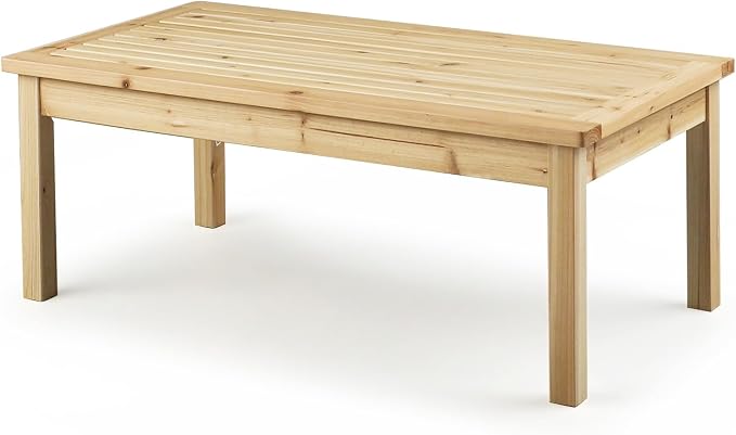 VINGLI Solid Wood Patio Coffee Table, Outdoor Garden Tea Table by VINGLI