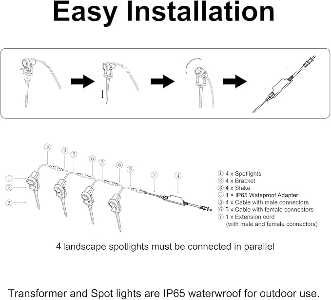 SUNTHIN Outdoor Landscape Lighting, 4 Pack Outdoor Spot Lights - Image 6