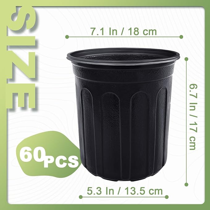 Anyumocz 60 Pcs 1 Gallon Flexible Plant Nursery Pots, Thickened Soft Plastic - Image 2