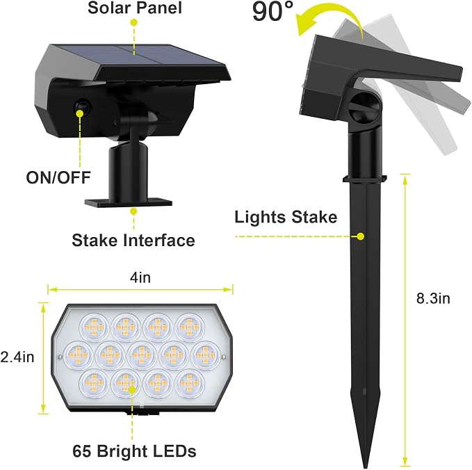 Solar Spot Lights Outdoor 8 Pack, IP65 Waterproof Solar Landscape Spotlights - Image 7