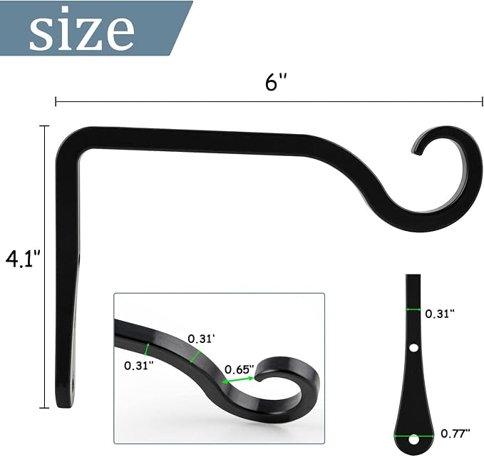 BOLITE Plant Hangers, 6 Inch Hanging Plant Brackets Outdoor Indoor, Wall Hooks - Image 4