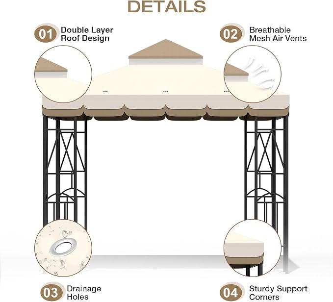 10x10 Canopy Replacement Top Double Tiered Gazebo Cover - Image 3