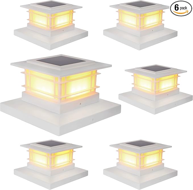 Dynaming 6 Pack Solar Post Cap Lights Outdoor, High Brightness Warm White SMD by Dynaming