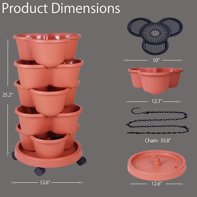 5-Tier Vertical Garden Tower Stackable Planter - Image 3