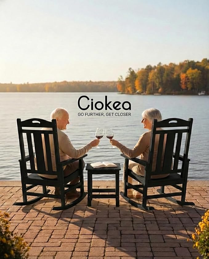 Ciokea Oversized Outdoor Rocking Chairs Set of 3, 380lbs Heavy-Duty Large Patio - Image 4