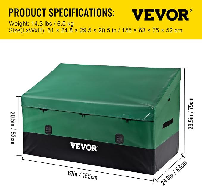 VEVOR Outdoor Storage Box, 150 Gallon Waterproof PE Tarpaulin Deck Box - Image 7