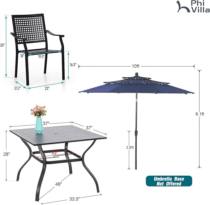 PHI VILLA 5 Pieces Outdoor Dining Set - Image 9