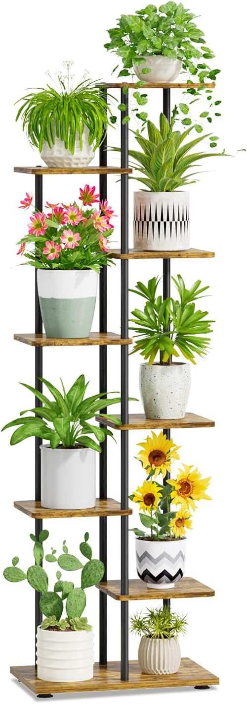 iDavosic.ly 7 Tier Tall Plant Stand Indoor, Tiered Corner Metal Wood Multiple by iDavosicly