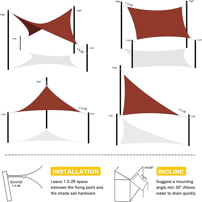 Artpuch Waterproof Sun Shade Sail, UV Resistant Rain Canopy, Curved Edges Shade - Image 6