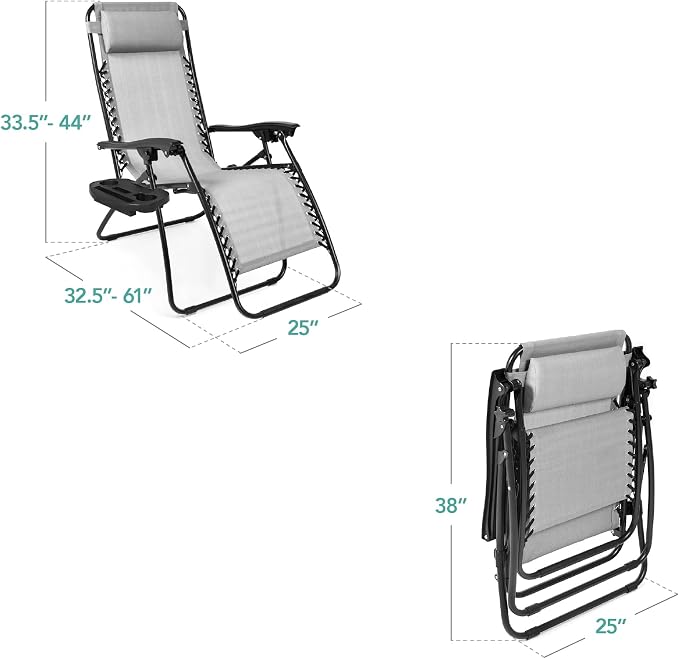 Best Choice Products Set of 2 Adjustable Steel Mesh Zero Gravity Lounge Chair - Image 3