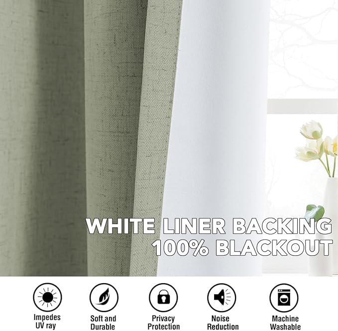 H.VERSAILTEX Linen Curtains 100% Blackout Curtains - Image 6