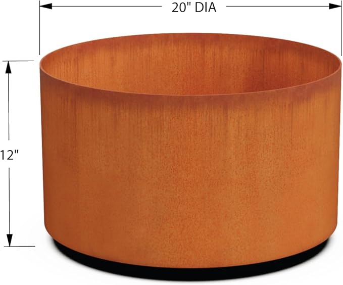 PLANTERCRAFT Corten Steel Metal Planter Box, Round Sizes, Modern Garden Steel - Image 5