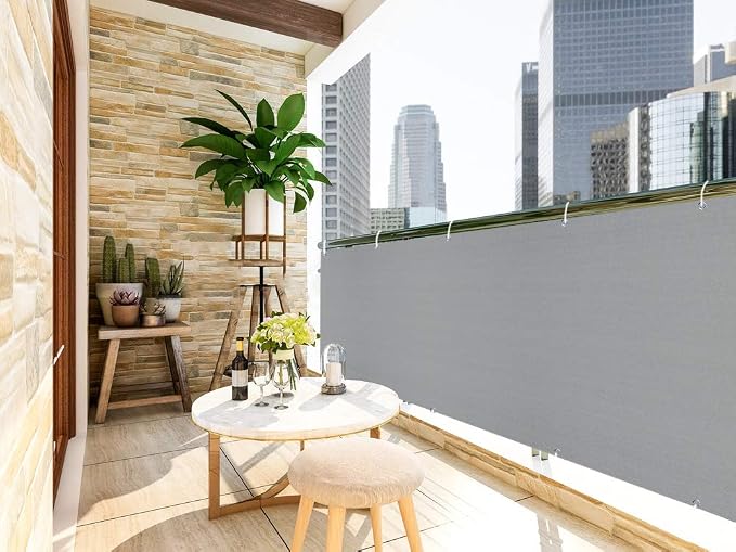 LOVE STORY 3'x16' Gray Balcony Screen Privacy Fence Cover UV Protection - Image 2