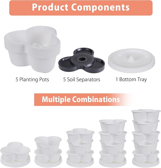 VECELO 5 Tier Vertical Garden Planter, Self Watering Stackable Planters - Image 7