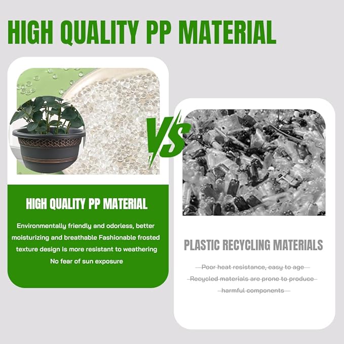 6 Pack 8 Inch Plant Pots, Plastic Flower Pot - Image 3