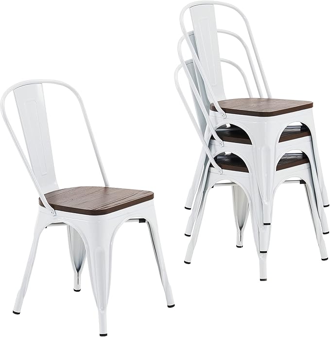 Nazhura Metal Dining Chair Farmhouse Tolix Style by NazhuraGoodCompanionAtHome