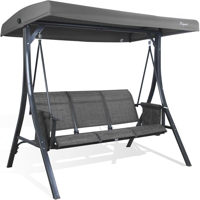 Kozyard Brenda 3-Seat Outdoor Porch Swing Glider, Patio Swing - Image 5