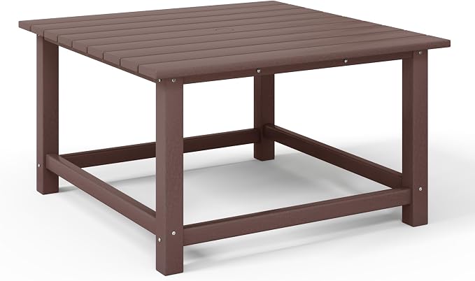 WestinTrends Malibu Low Outdoor HDPE Square Patio Coffee Table, Dark Brown - Image 7