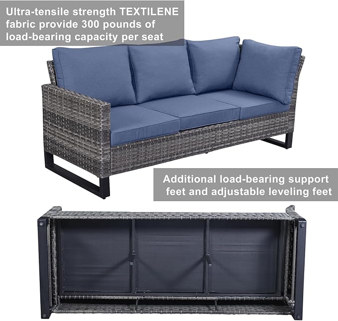 Belord Outdoor Sectional Sofa 6 Seater L Shaped Couch Wicker Patio Conversation - Image 3