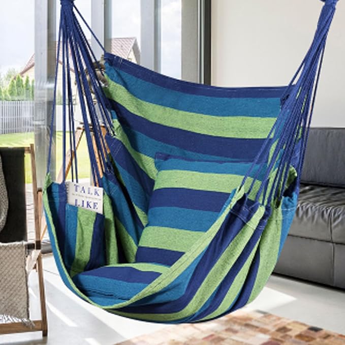 Goutime Hammock Chair, Boho Hanging Rope Ceiling Swing, Macrame Hanging - Image 5