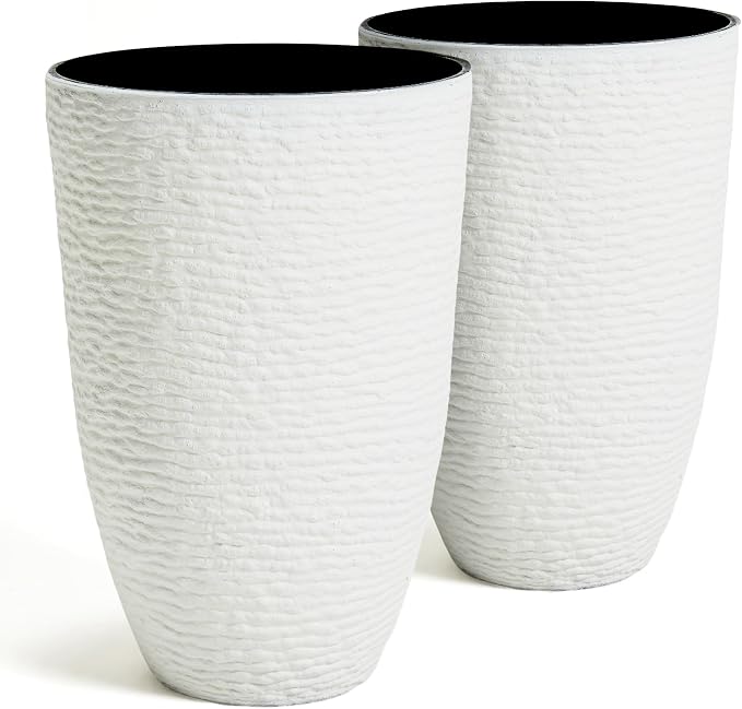 Worth Garden 2-Pack 21" H. White Tall Planters by WORTH