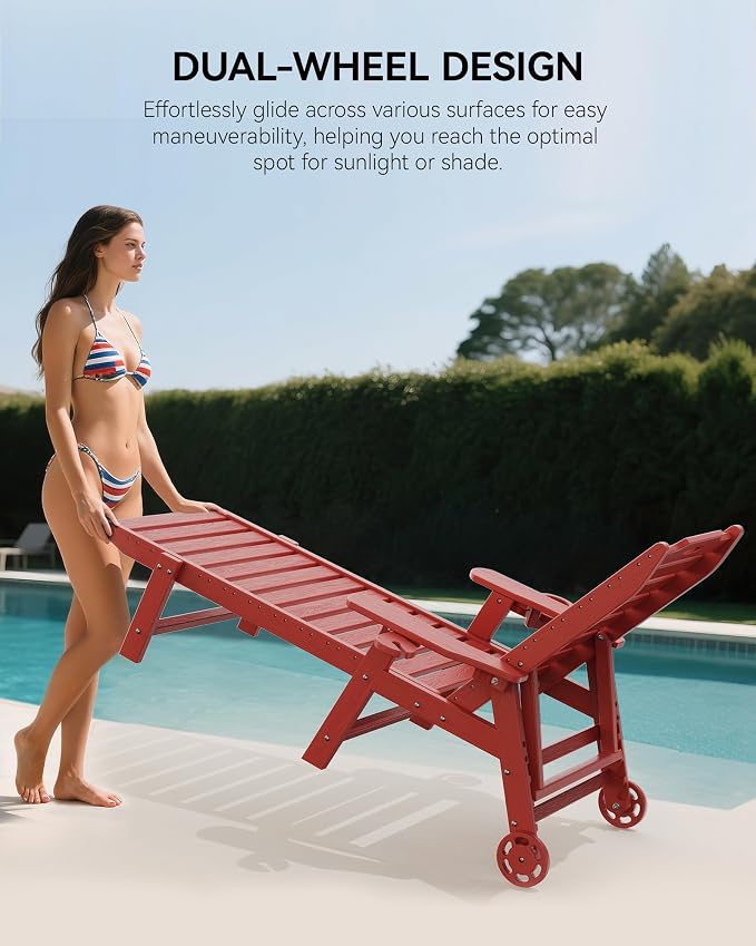 Carauci Lounge Chair Outdoor, HDPE Chaise Lounge - Image 6
