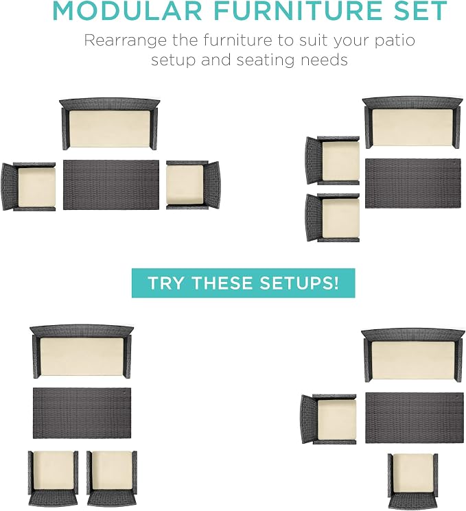Best Choice Products 4-Piece Outdoor Wicker Patio Conversation Furniture Set - Image 2