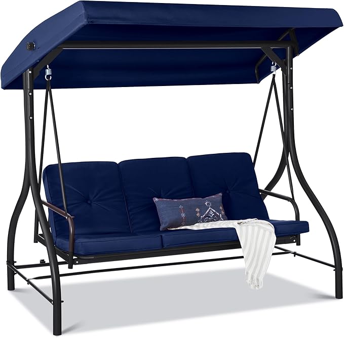 Best Choice Products 3-Seat Outdoor Large Converting Canopy Swing Glider by BestChoiceProducts