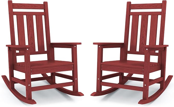 KINGYES Oversized Outdoor Rocking Chair Set of 2, All-Weather Patio Rocking by KINGYES