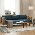 Merax Solid Acacia Wood Couch Chaise Lounge Chair Indoor, 3 Seater Daybed Sofa by Merax