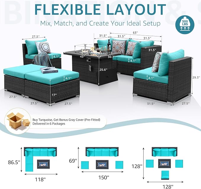 NICESOUL 29.3'' High-Back Outdoor Patio Furniture Set - Image 4