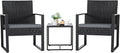 Flamaker 3 Pieces Patio Set Outdoor Wicker Furniture Modern Bistro Rattan Chair by Flamaker