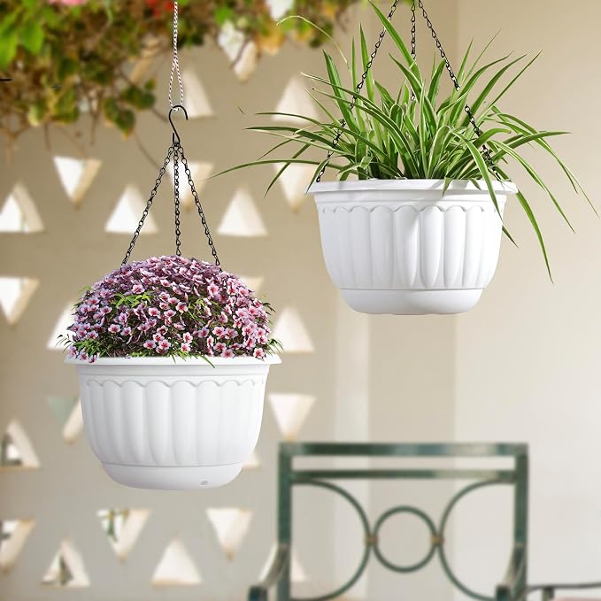 YIKUSH Planters for Outdoor Plants 2 Pack White Plant Pots - Image 4