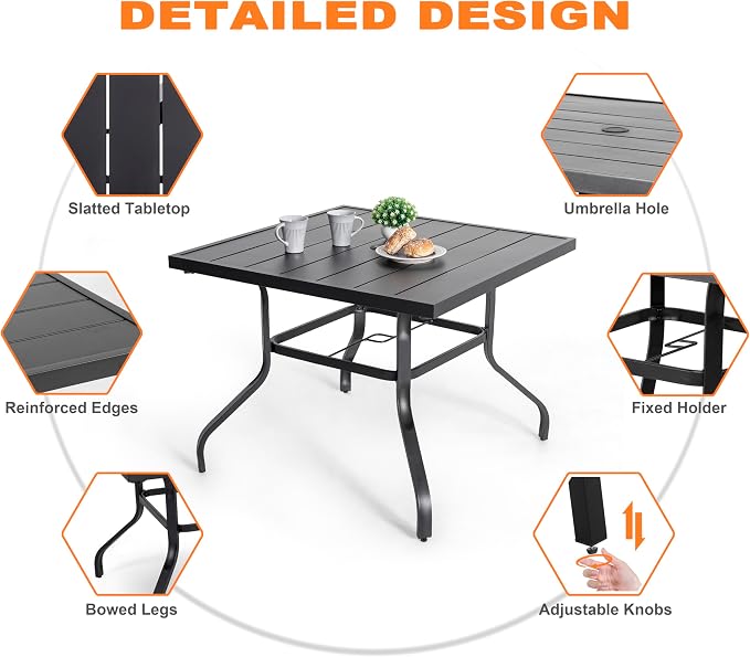 NUU GARDEN Outdoor Dining Set 5-Piece Patio Set - Image 5