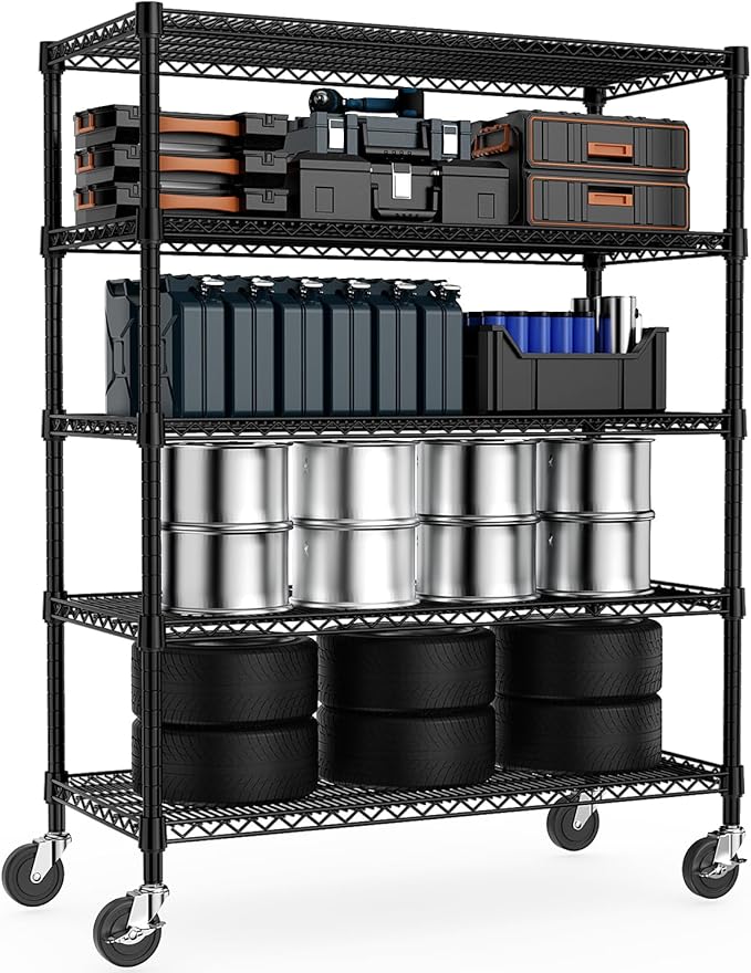 53" W Garage Shelving 5 Tier Industrial 2200LBS Metal Shelving Units by MEIGAOPLASTICANDMETALHKCOLIMITED