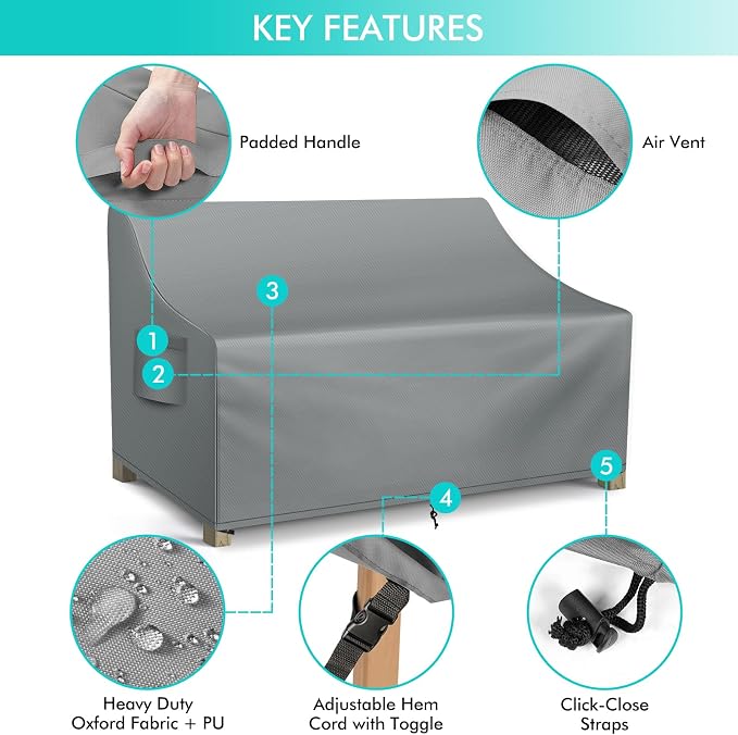 WLEAFJ Patio Sofa Cover Waterproof, 3-Seater Outdoor Sofa, Heavy Duty Deep - Image 3