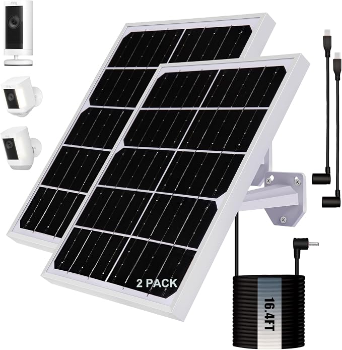 Solar Panel for Security Camera 2 in 1 Port 10W Ring Camera Solar Charger by Unknown