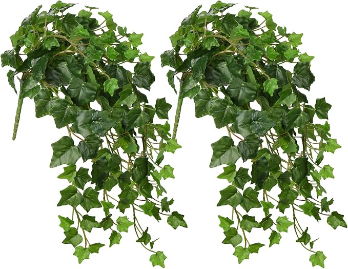Hollyone 2pcs Artificial Hanging Plants 24" Fake Ivy Vine Faux Ivy Leaves by Hollyone