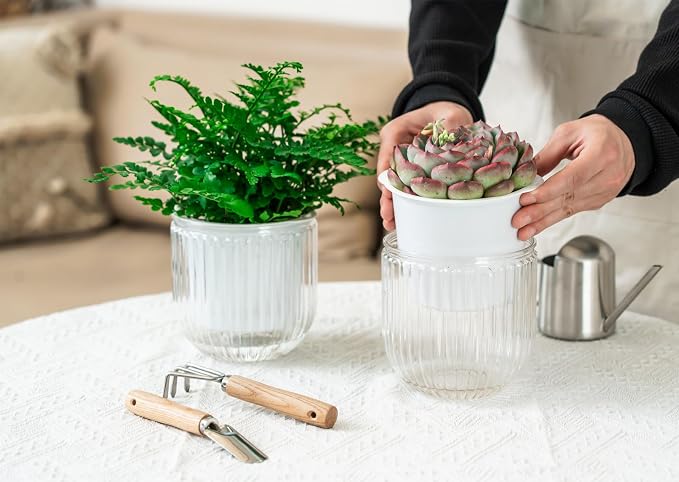 Melphoe 2 Pack Self Watering Hanging Planters Indoor Flower Pots, 5.3 Inch - Image 4