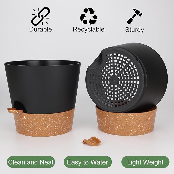 10-Inch Plant Pots, Self-Watering Planters - Image 3