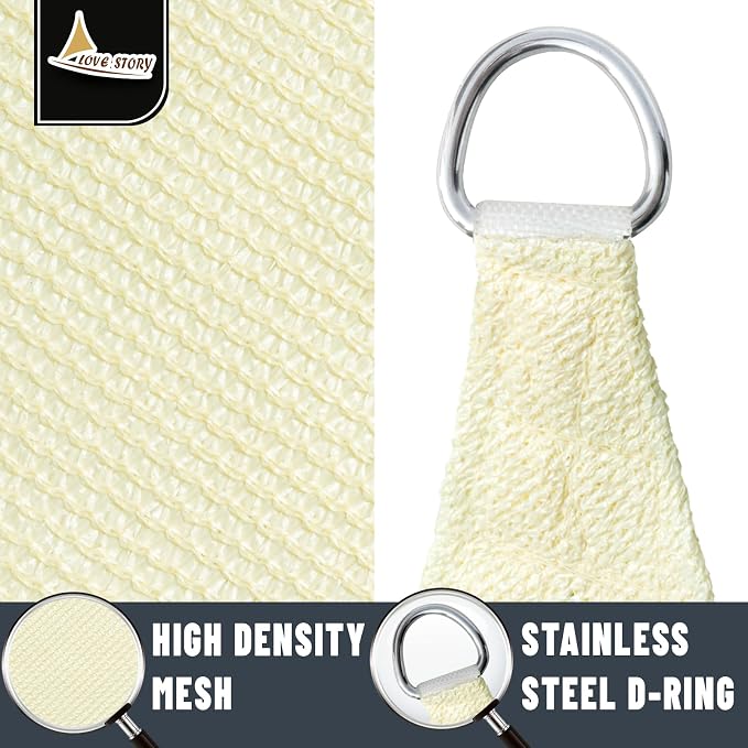 LOVE STORY Custom Size 7'x12' Butter Cream Sun Shade Sail Rectangle UV Block - Image 5
