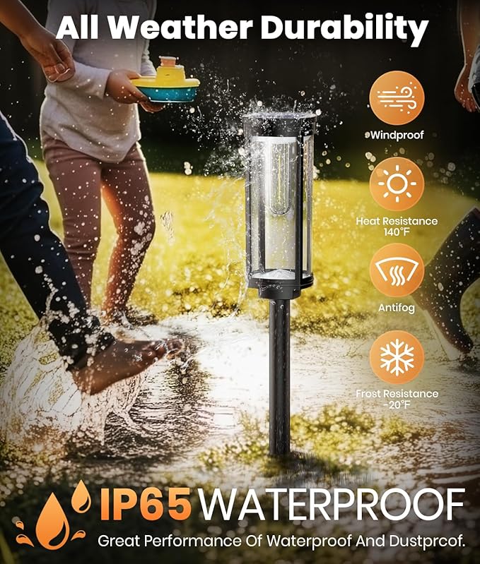Solar Pathway Lights Outdoor Warm White 8-Pack Waterproof IP65, Auto On/Off - Image 5