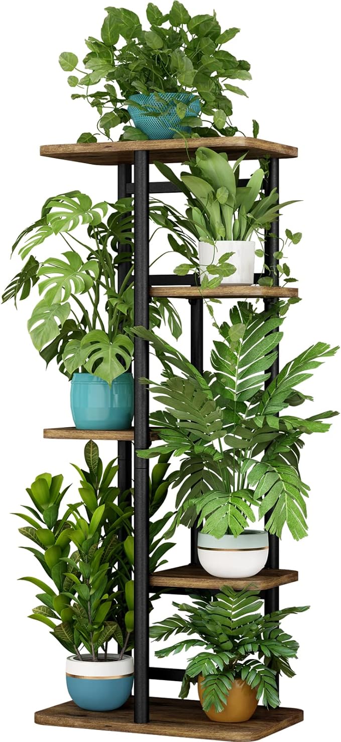 LINZINAR Plant Stand 5 Tier 6 Plant Multiple Flower Rack Holder Shelves Rack by LINZINAR
