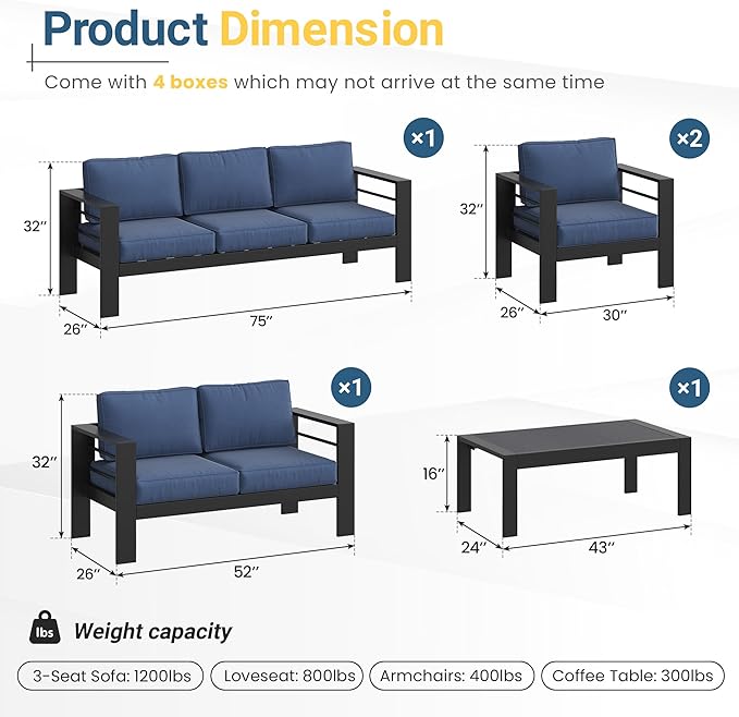 Wisteria Lane Aluminum Patio Furniture Set - Image 2