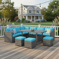 Tangkula 7 Pieces Patio Furniture Set, Outdoor Sectional Rattan Dining Sofa Set by TANGKULA