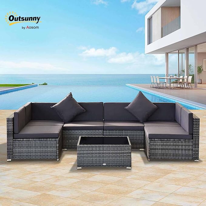 Outsunny 7-Piece Patio Furniture Sets Outdoor Wicker Conversation Sets All - Image 2