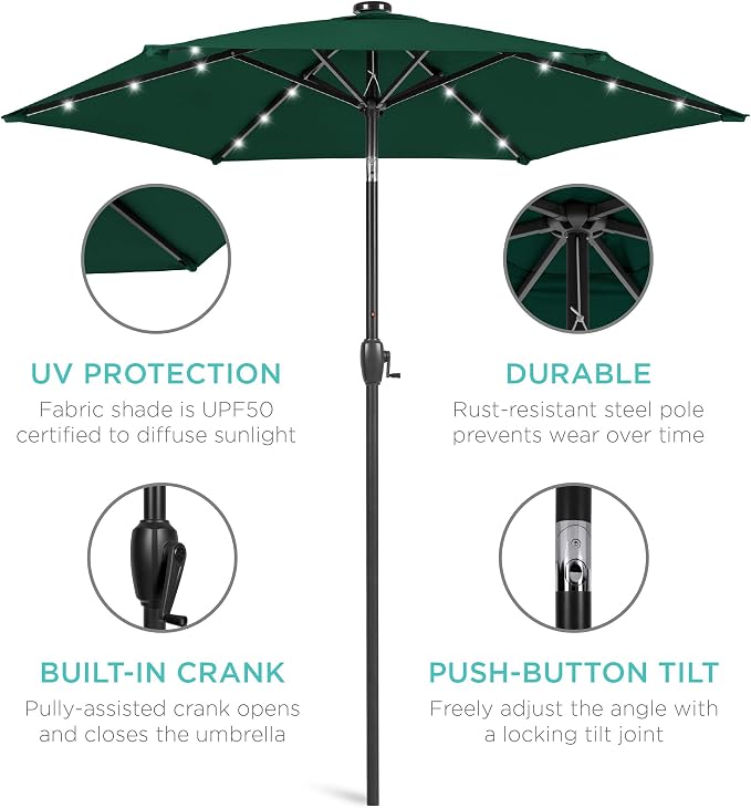 Best Choice Products 7.5ft Outdoor Solar Market Table Patio Umbrella - Image 5