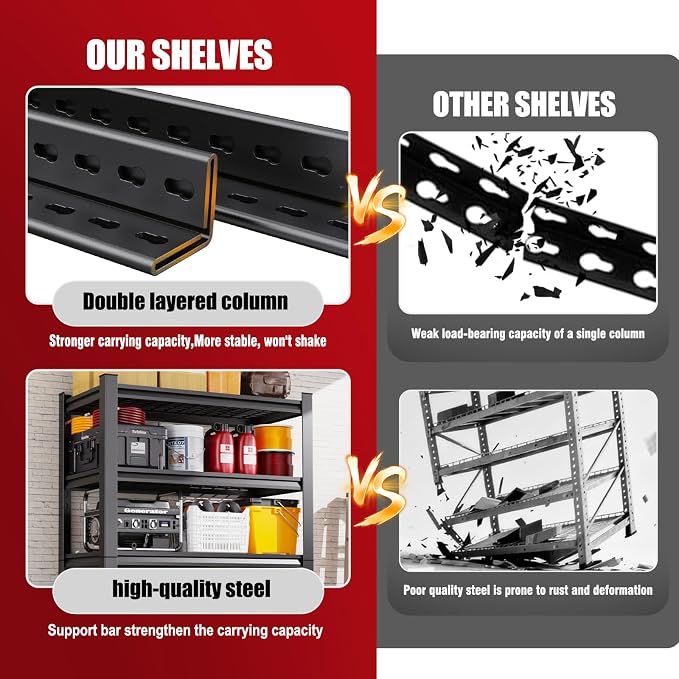 Set of 2 Garage Shelving-3500 lbs 5 Tier Storage Shelves, Adjustable Heavy Duty - Image 4
