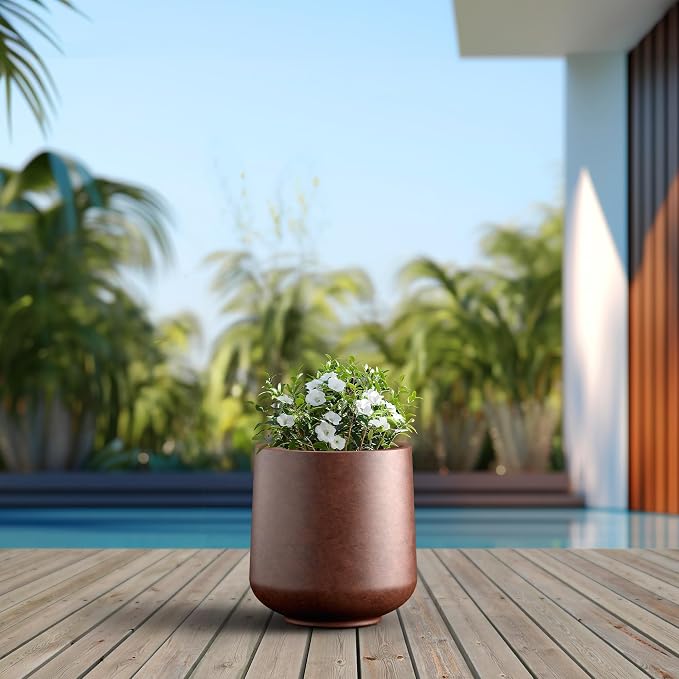 Kante 11.6" Dia Round Concrete Planter, Outdoor Indoor Large Plant Pots - Image 4